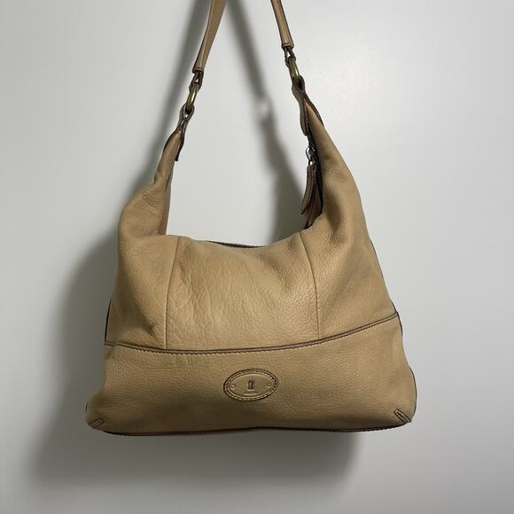 VTG Fossil Women's Tate Hobo Leather Shoulder Bag Light Tan - Picture 15 of 15